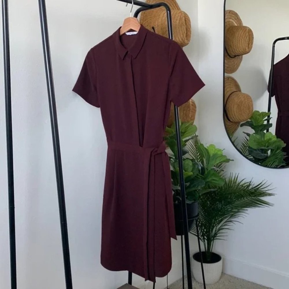 & Other Stories maroon dress with side wrap detail